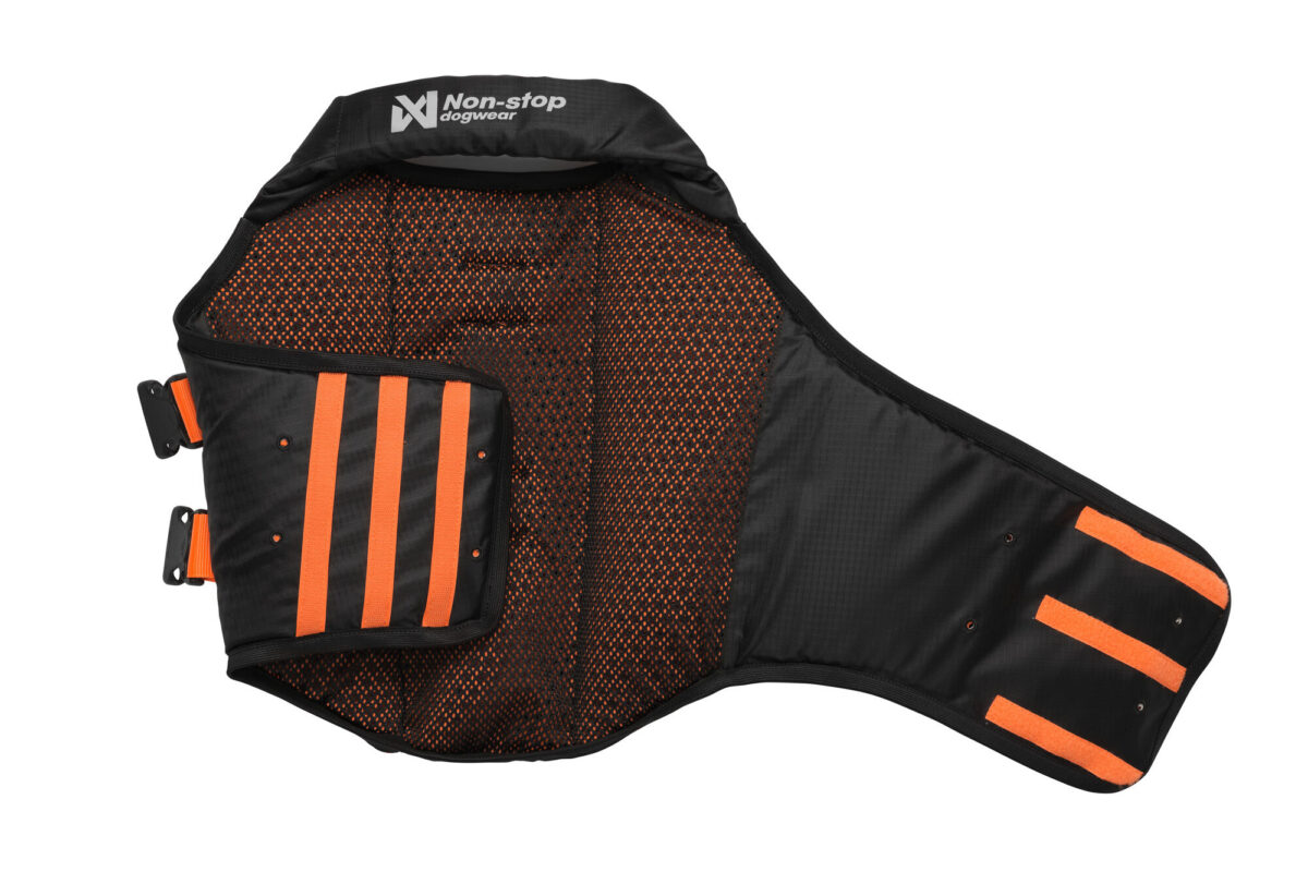Onderaanzicht van Non-stop dogwear hondenzwemvest met velcro en SAFE-T-wrap.