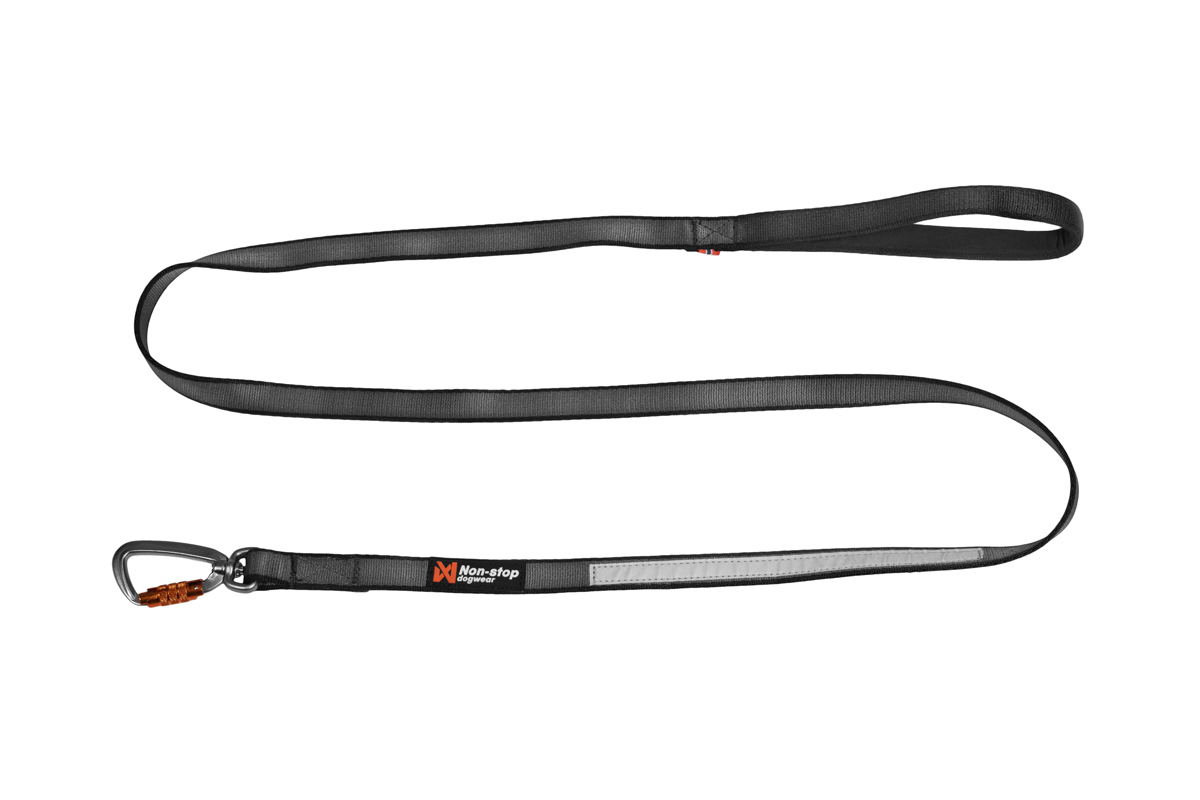 Non-stop dogwear move leash, zwarte hondenleiband met zacht handvat en reflecterend.