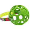 Productafbeelding van een zachte hondenbal met handvat (groene Hol-ee roller) met zacht gevoerd handvat.