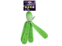 Foto van speelgoed voor honden in de vorm van een groene octopus, maat M.