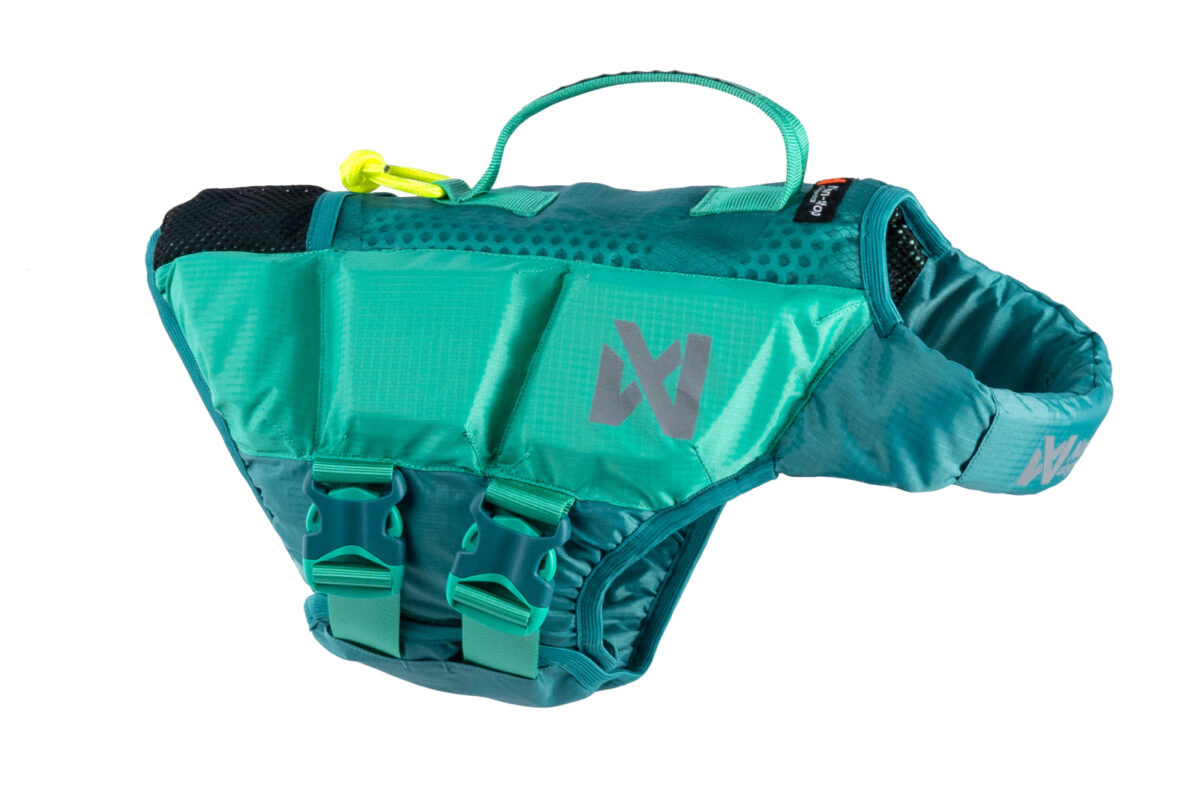 Productfoto van de protector life jacket reddingsvest voor je hond in de kleur teal.