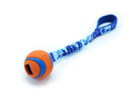 ou speeltje van Zayma Craft: Chuckit Ultra bal met zwart bungee-handvat met bordercollie‑print